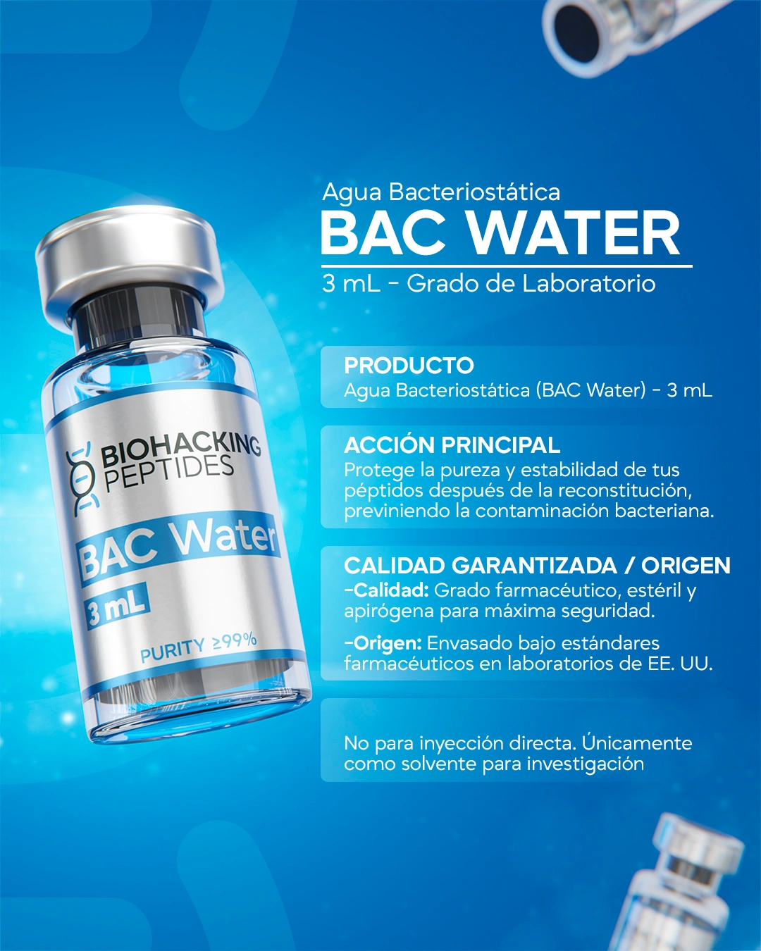 Agua BAC información del producto