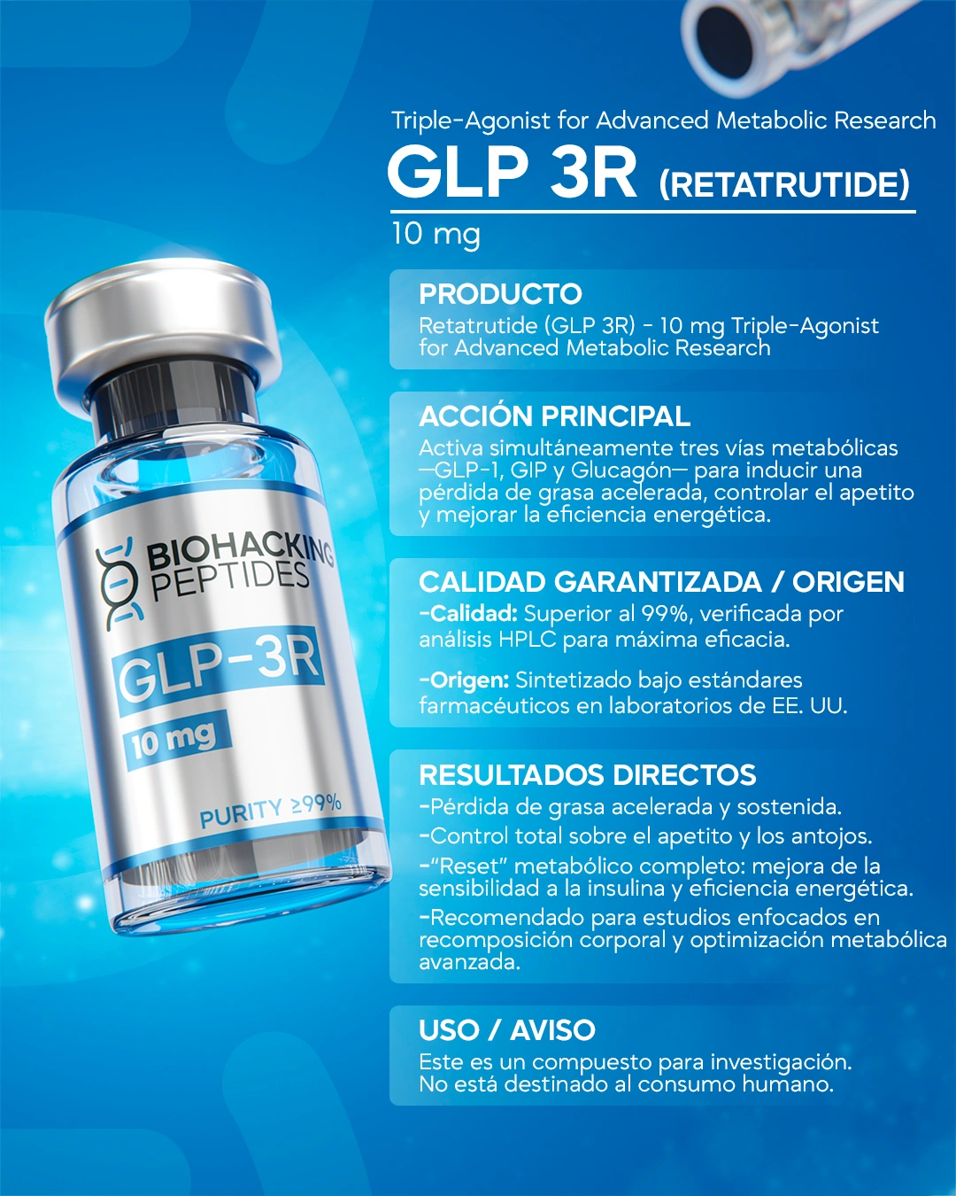 Información detallada de Retatrutide GLP-3R 10mg